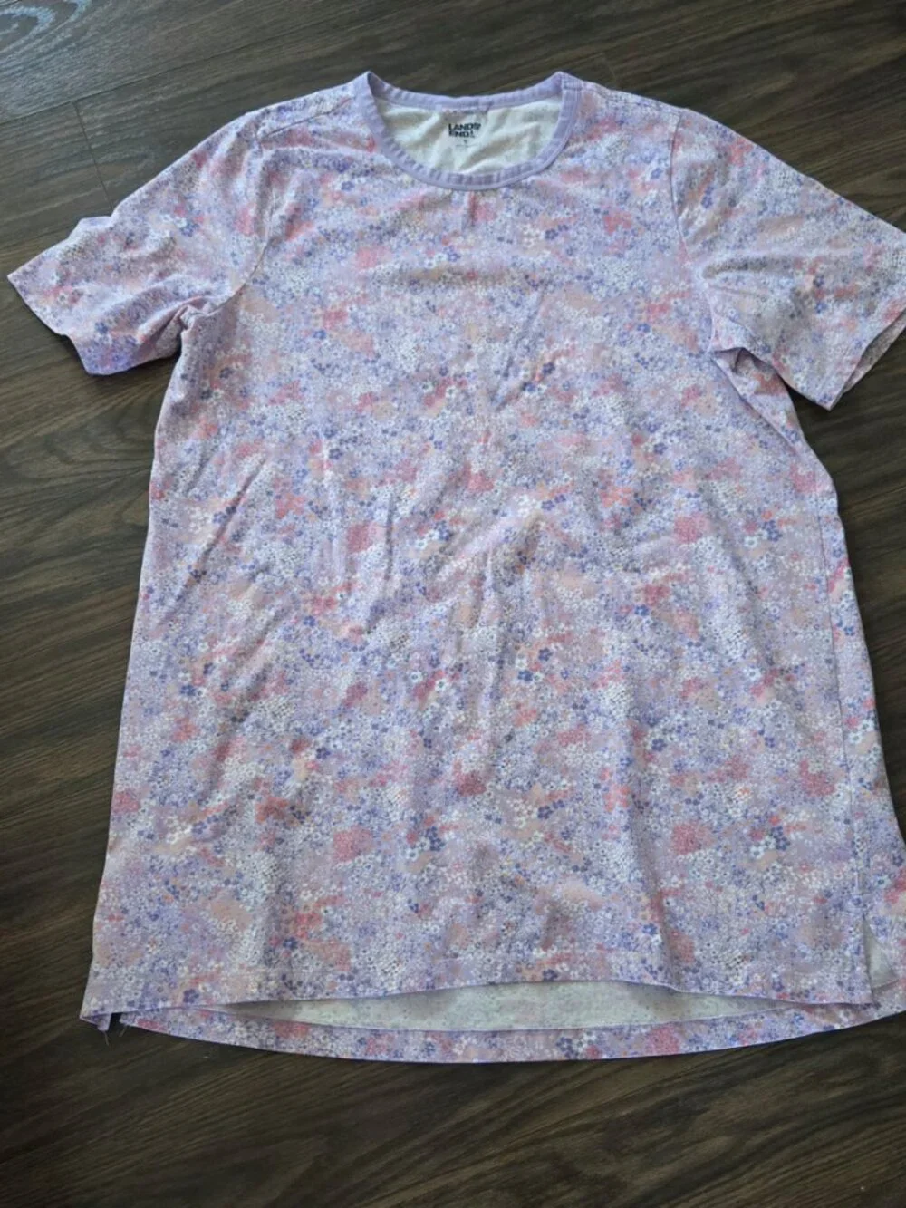 LANDS' END Lavender & Pink Floral Cotton Nightshirt NWOT/SIZE XL